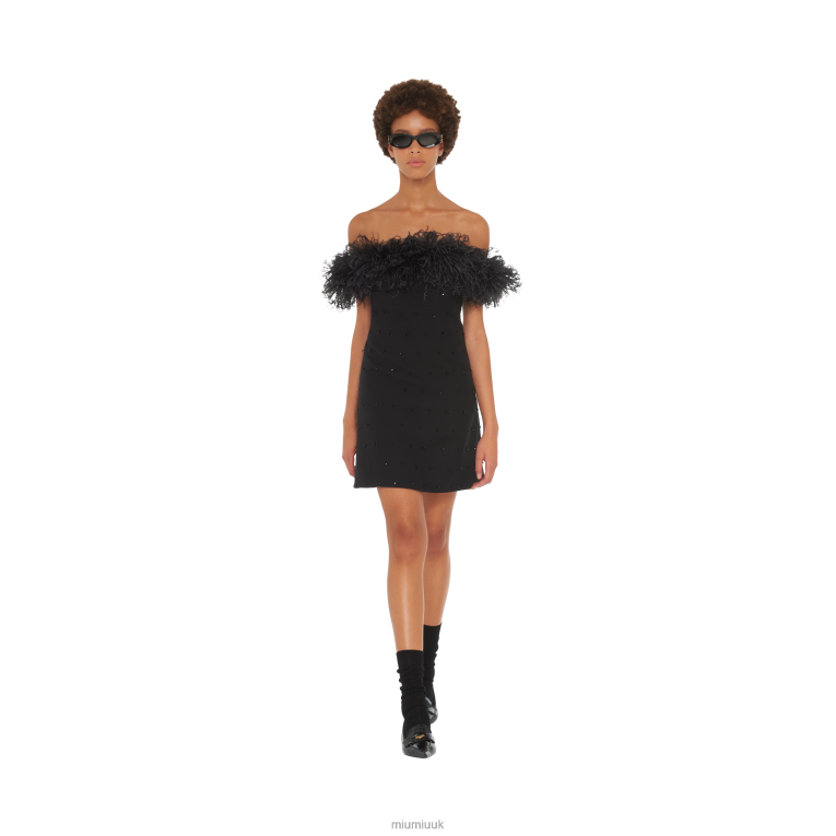 Ready To Wear Embroidered Tricotine Dress Miu Miu XH28Z432 Black