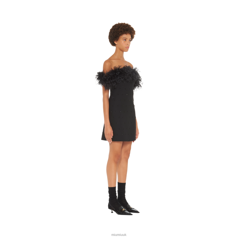 Ready To Wear Embroidered Tricotine Dress Miu Miu XH28Z432 Black