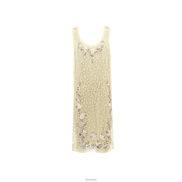 Ready To Wear Embroidered Tulle Dress Miu Miu XH28Z419 Vanilla