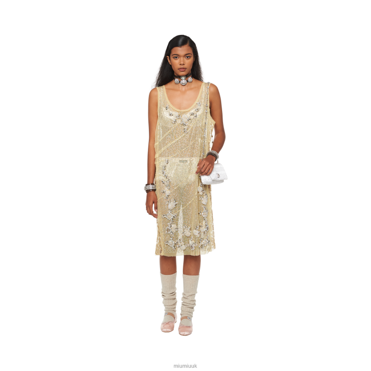 Ready To Wear Embroidered Tulle Dress Miu Miu XH28Z419 Vanilla