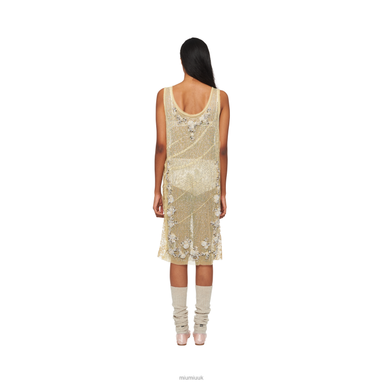 Ready To Wear Embroidered Tulle Dress Miu Miu XH28Z419 Vanilla