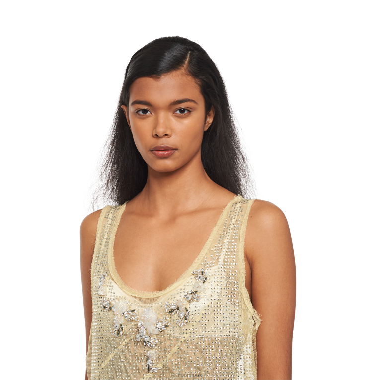 Ready To Wear Embroidered Tulle Dress Miu Miu XH28Z419 Vanilla