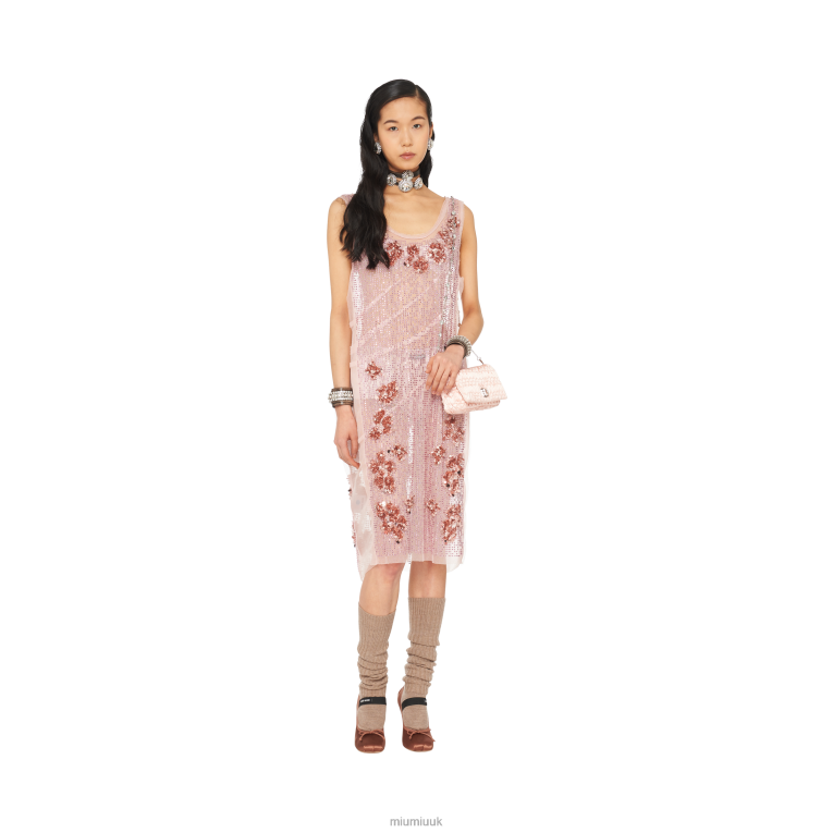 Ready To Wear Embroidered Tulle Dress Miu Miu XH28Z420 Antique