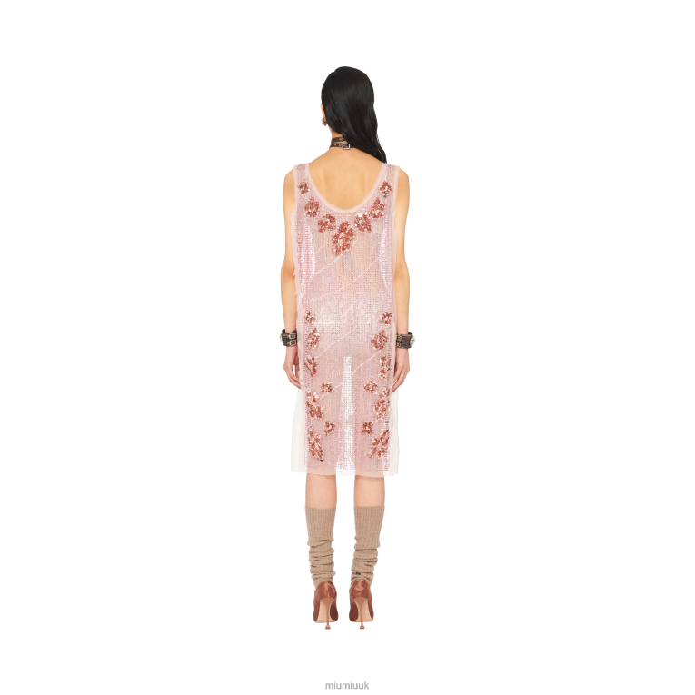 Ready To Wear Embroidered Tulle Dress Miu Miu XH28Z420 Antique