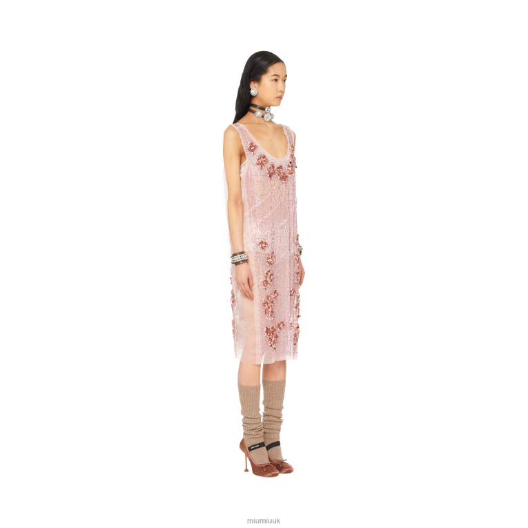 Ready To Wear Embroidered Tulle Dress Miu Miu XH28Z420 Antique