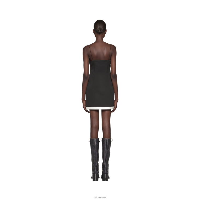 Ready To Wear Grain De Poudre Short Dress Miu Miu XH28Z402 Black/White
