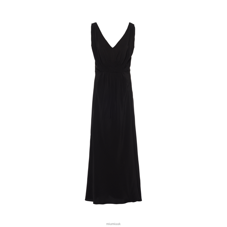 Ready To Wear Long Crepe De Chine Dress Miu Miu XH28Z441 Black