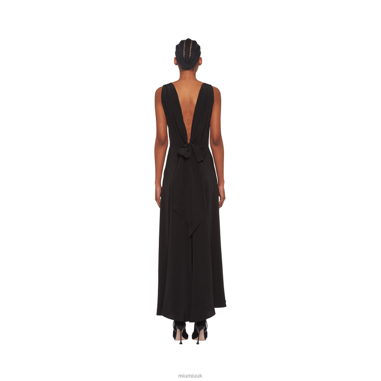 Ready To Wear Long Crepe De Chine Dress Miu Miu XH28Z441 Black