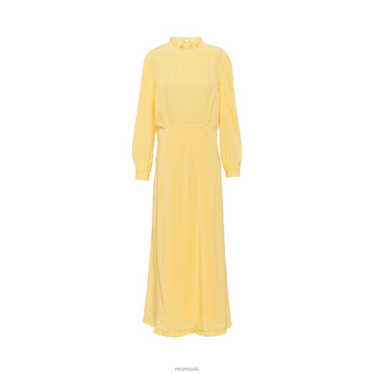 Ready To Wear Long Embroidered Crepe De Chine Dress Miu Miu XH28Z444 Cream