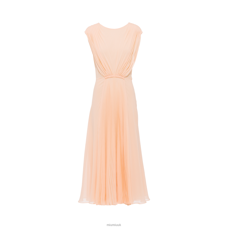 Ready To Wear Long Georgette Dress Miu Miu XH28Z443 Apricot