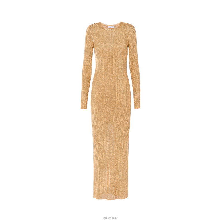Ready To Wear Long Lame Dress Miu Miu XH28Z426 Gold