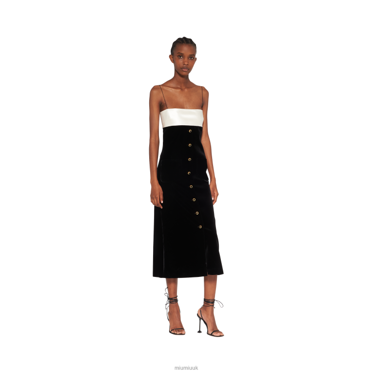 Ready To Wear Long Velvet Dress Miu Miu XH28Z405 Black/White
