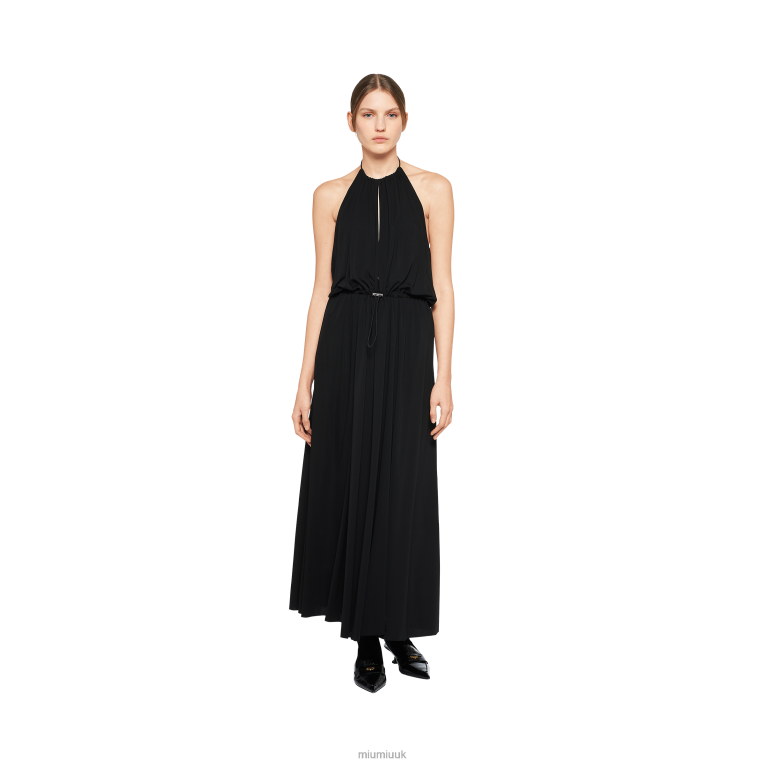 Ready To Wear Organzine Halter Midi-dress Miu Miu XH28Z374 Black