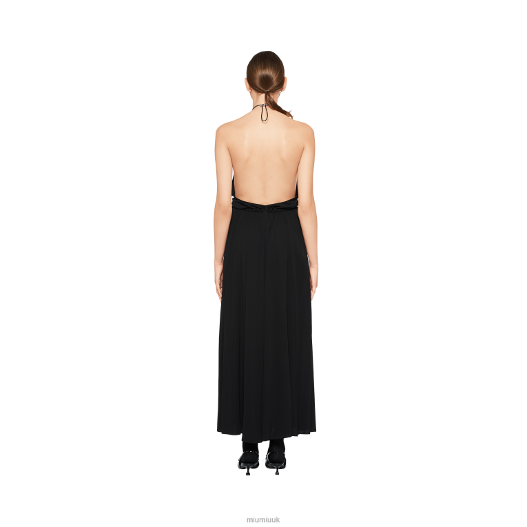 Ready To Wear Organzine Halter Midi-dress Miu Miu XH28Z374 Black