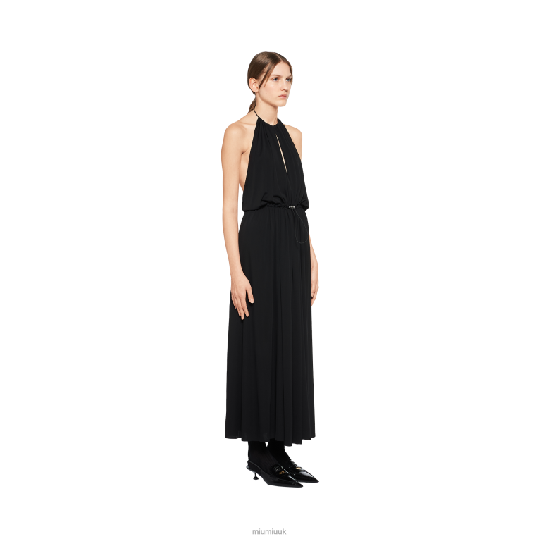 Ready To Wear Organzine Halter Midi-dress Miu Miu XH28Z374 Black