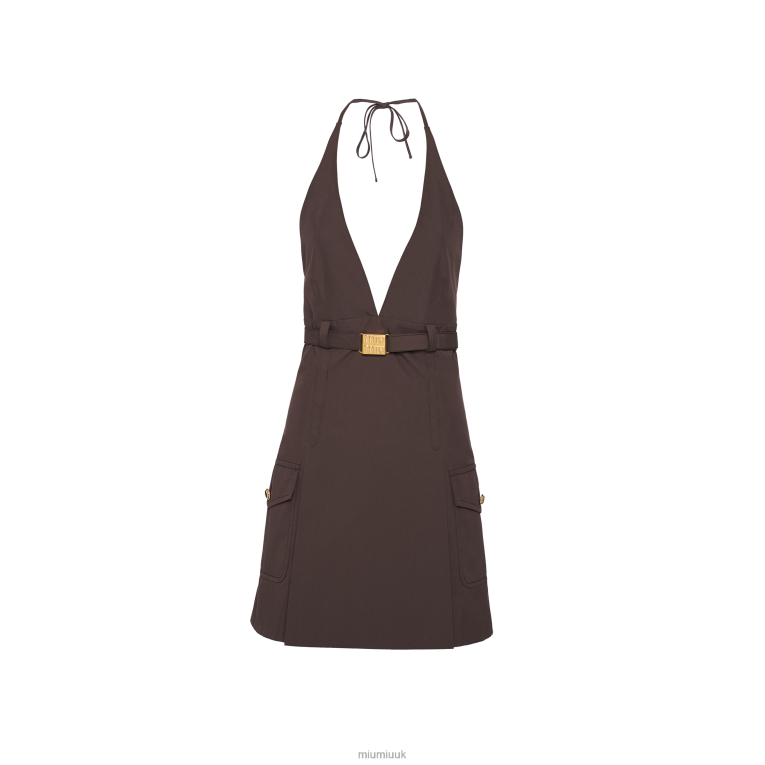 Ready To Wear Panama Cotton Mini-dress Miu Miu XH28Z348 Cocoa Brown