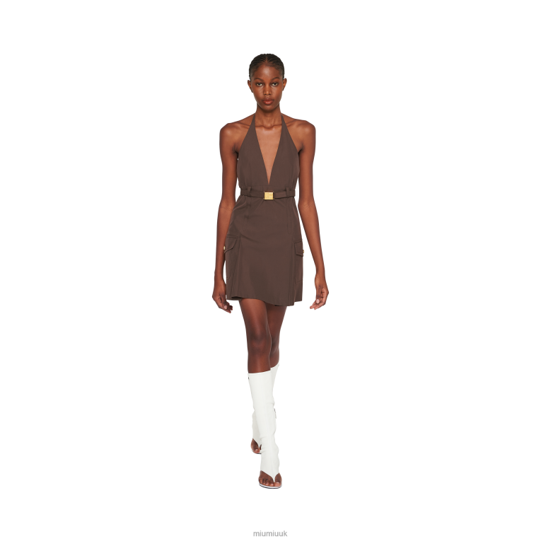 Ready To Wear Panama Cotton Mini-dress Miu Miu XH28Z348 Cocoa Brown