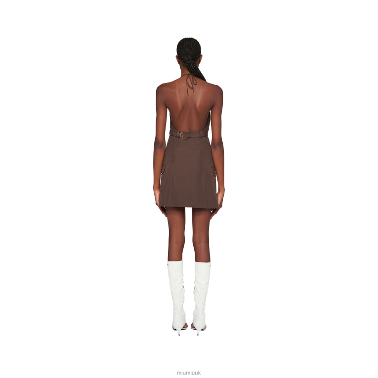 Ready To Wear Panama Cotton Mini-dress Miu Miu XH28Z348 Cocoa Brown