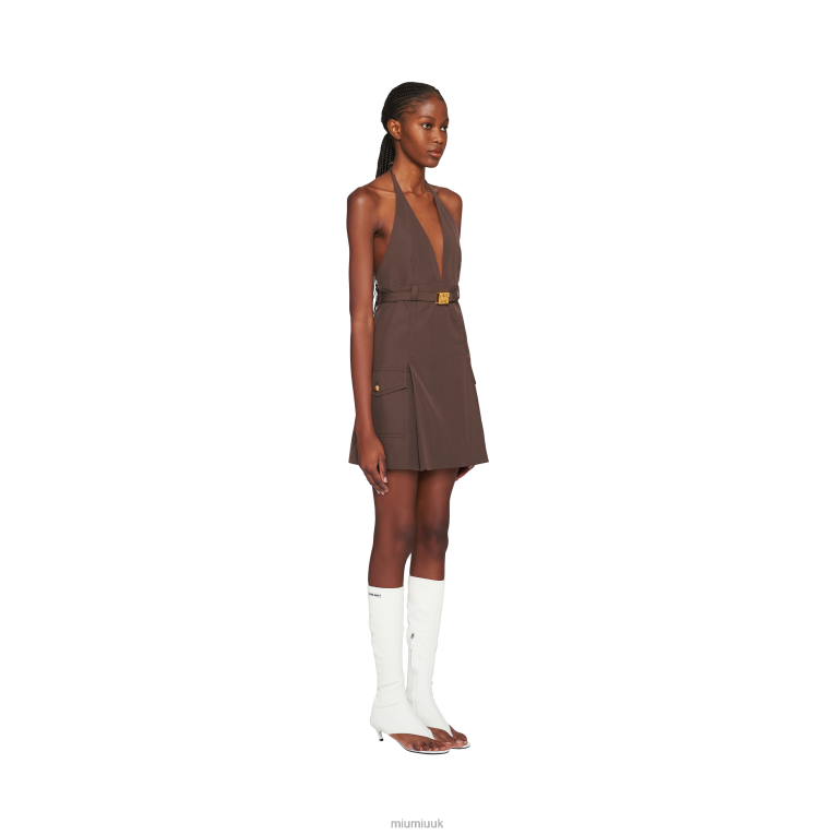 Ready To Wear Panama Cotton Mini-dress Miu Miu XH28Z348 Cocoa Brown
