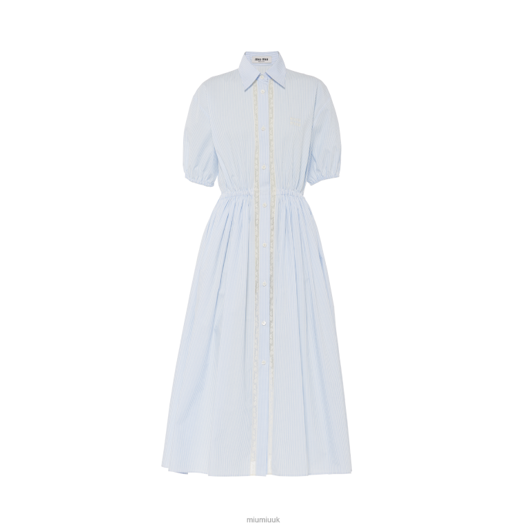 Ready To Wear Poplin Long Dress Miu Miu XH28Z355 White/Light Blue