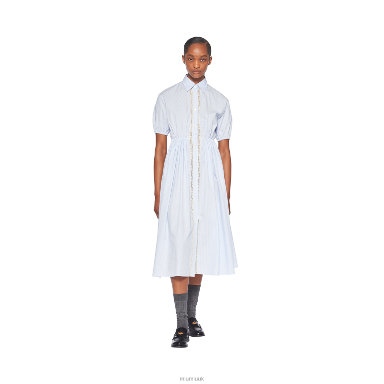 Ready To Wear Poplin Long Dress Miu Miu XH28Z355 White/Light Blue