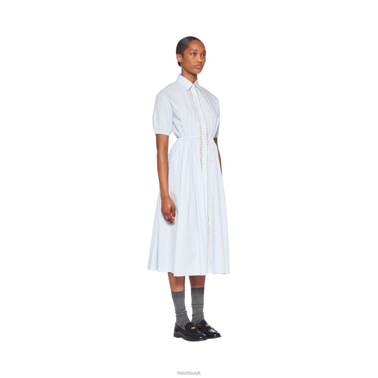Ready To Wear Poplin Long Dress Miu Miu XH28Z355 White/Light Blue