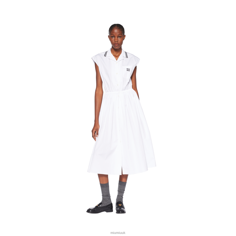 Ready To Wear Poplin Midi-dress Miu Miu XH28Z351 White