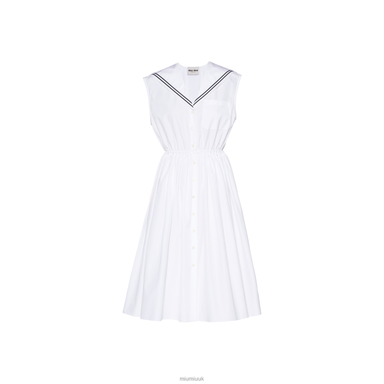 Ready To Wear Sailor Poplin Dress Miu Miu XH28Z390 White