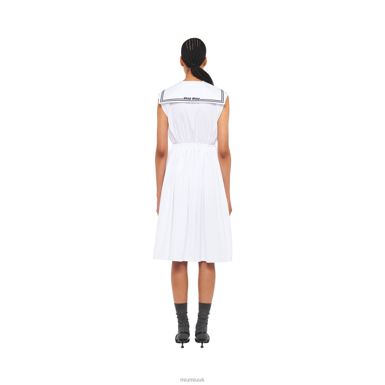 Ready To Wear Sailor Poplin Dress Miu Miu XH28Z390 White