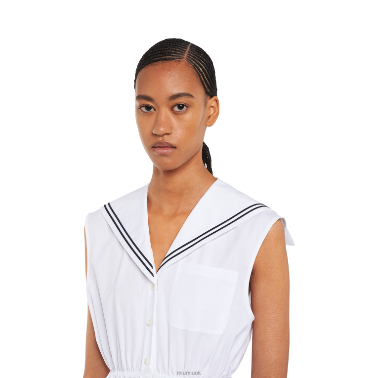 Ready To Wear Sailor Poplin Dress Miu Miu XH28Z390 White