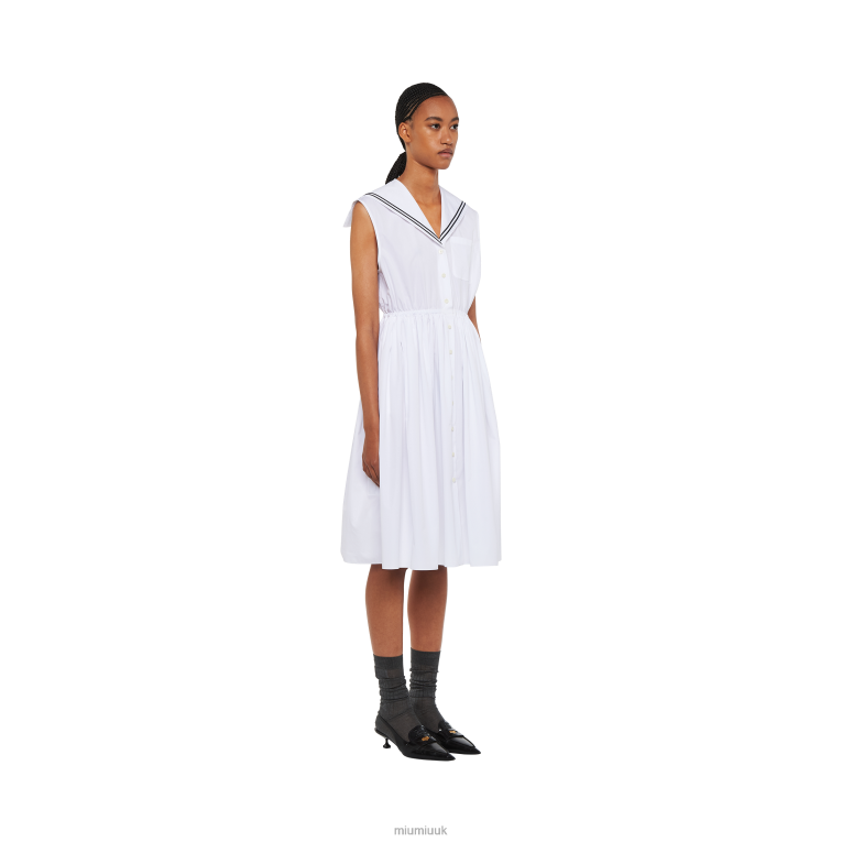 Ready To Wear Sailor Poplin Dress Miu Miu XH28Z390 White
