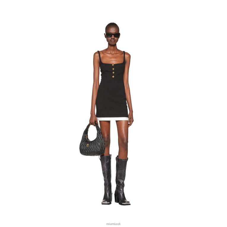Ready To Wear Short Dress In Stretch Boucle Miu Miu XH28Z406 Black