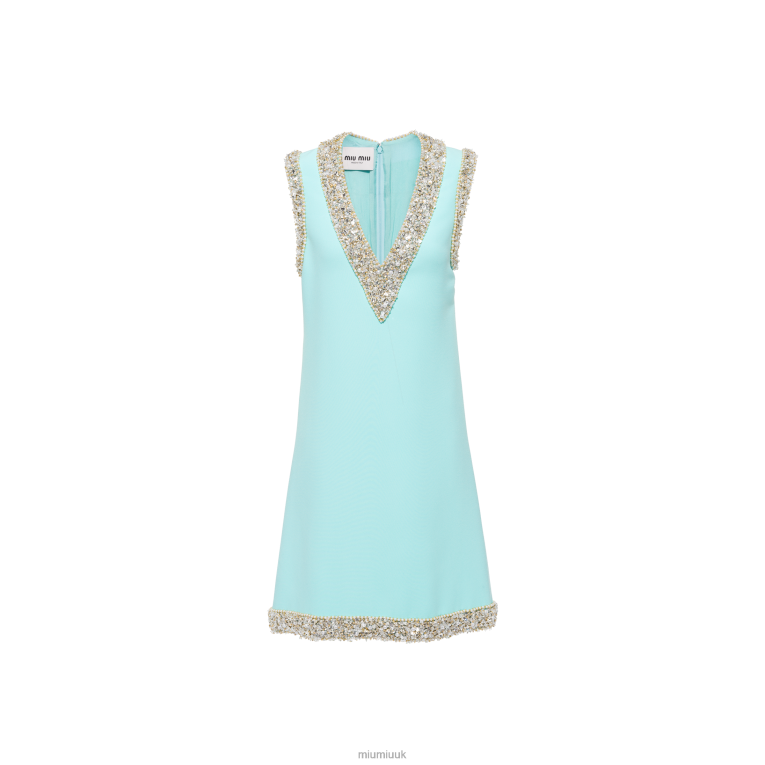 Ready To Wear Sleeveless Cady Mini-dress Miu Miu XH28Z445 Jade Green