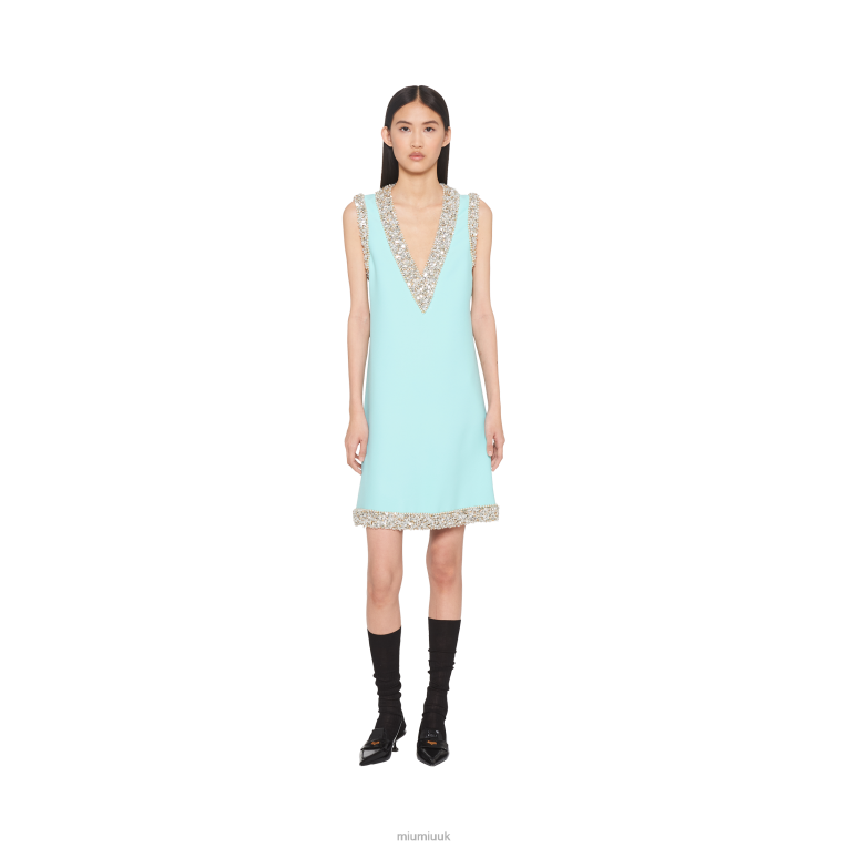 Ready To Wear Sleeveless Cady Mini-dress Miu Miu XH28Z445 Jade Green