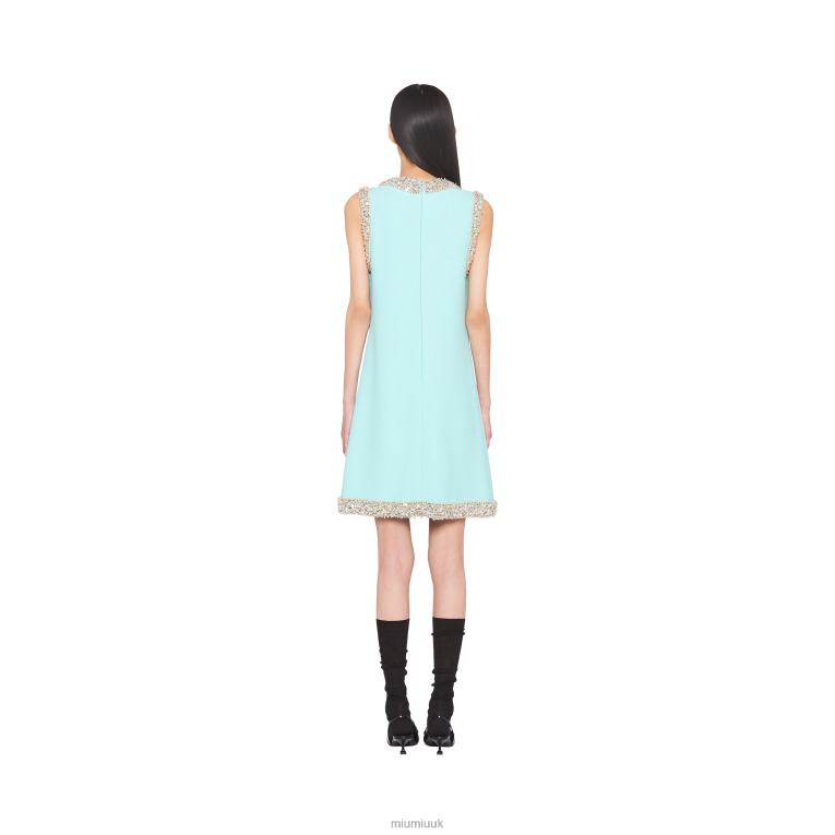 Ready To Wear Sleeveless Cady Mini-dress Miu Miu XH28Z445 Jade Green