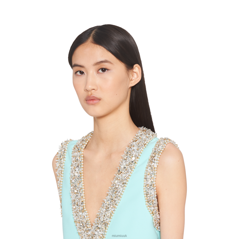 Ready To Wear Sleeveless Cady Mini-dress Miu Miu XH28Z445 Jade Green