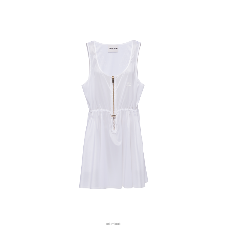 Ready To Wear Sleeveless Technical Silk Dress Miu Miu XH28Z372 White