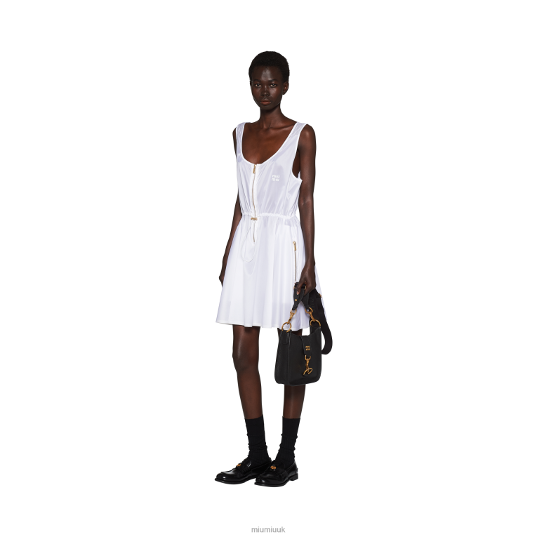 Ready To Wear Sleeveless Technical Silk Dress Miu Miu XH28Z372 White