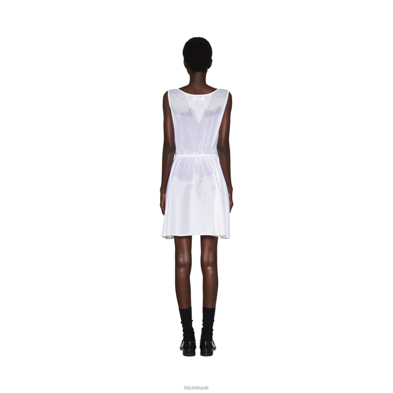 Ready To Wear Sleeveless Technical Silk Dress Miu Miu XH28Z372 White