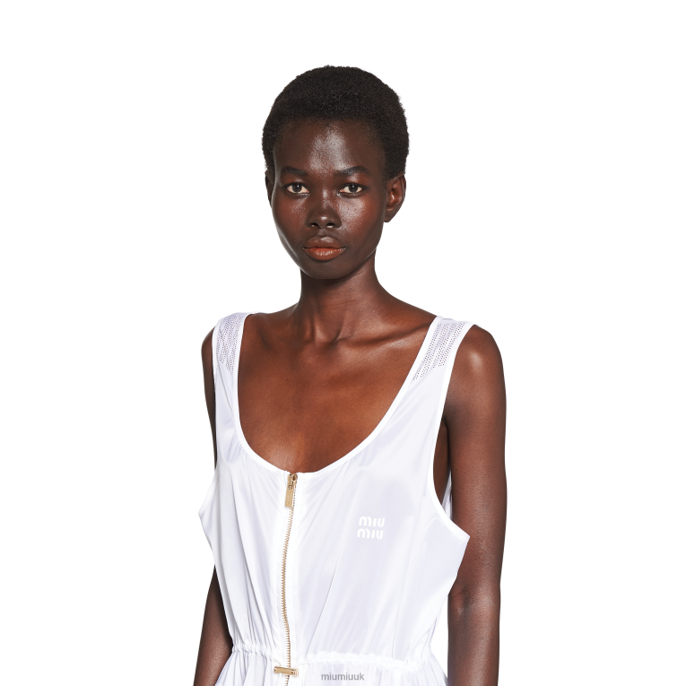 Ready To Wear Sleeveless Technical Silk Dress Miu Miu XH28Z372 White