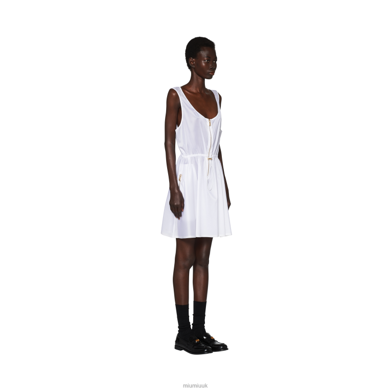 Ready To Wear Sleeveless Technical Silk Dress Miu Miu XH28Z372 White