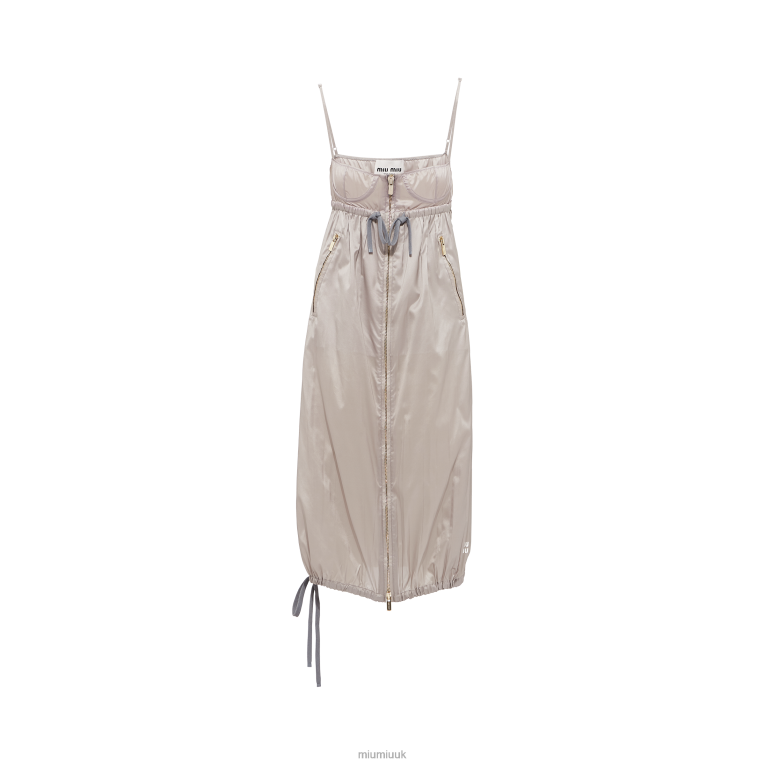 Ready To Wear Technical Silk Bustier Dress Miu Miu XH28Z366 Cloudy Gray