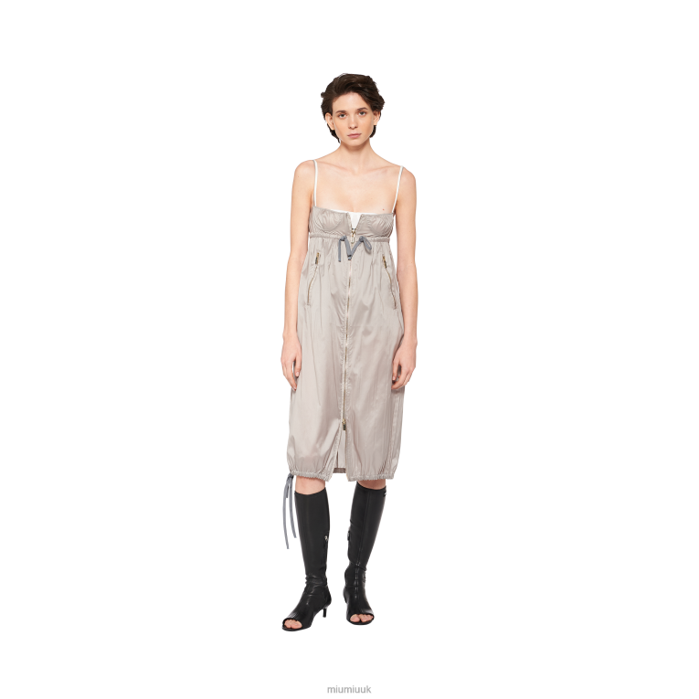 Ready To Wear Technical Silk Bustier Dress Miu Miu XH28Z366 Cloudy Gray