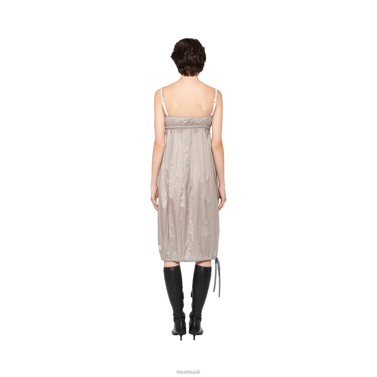 Ready To Wear Technical Silk Bustier Dress Miu Miu XH28Z366 Cloudy Gray