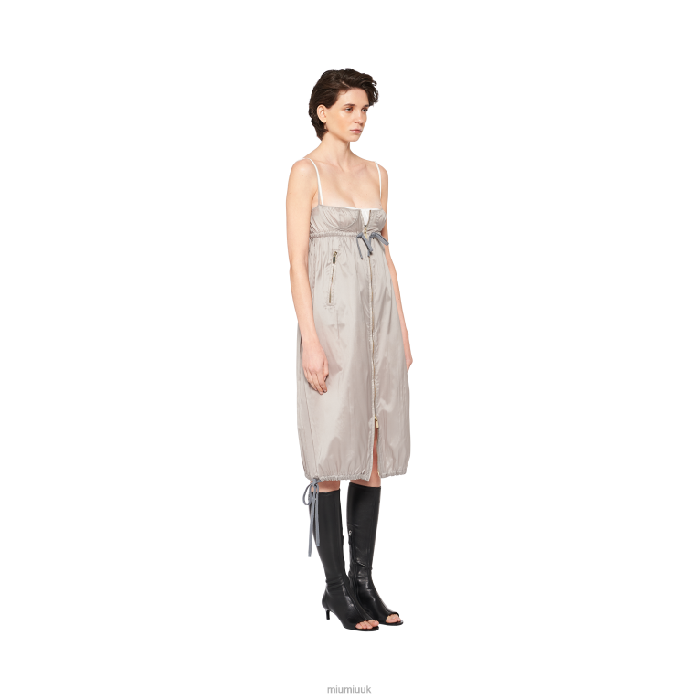 Ready To Wear Technical Silk Bustier Dress Miu Miu XH28Z366 Cloudy Gray