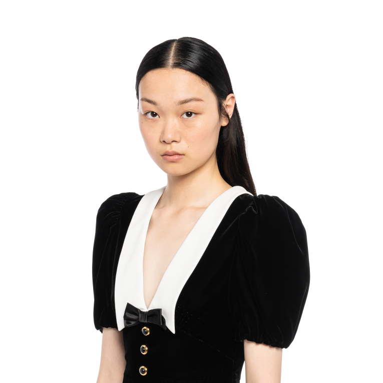 Ready To Wear Velvet Mini Dress Miu Miu XH28Z408 Black/White