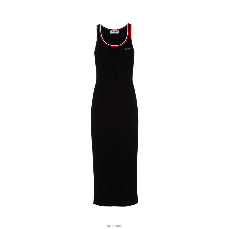 Ready To Wear Viscose Sheath Dress With Logo Miu Miu XH28Z440 Black