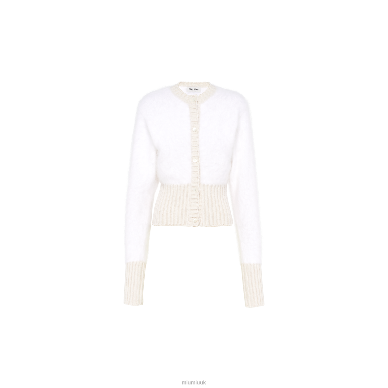 Ready To Wear Angora And Silk Cardigan Miu Miu XH28Z779 White