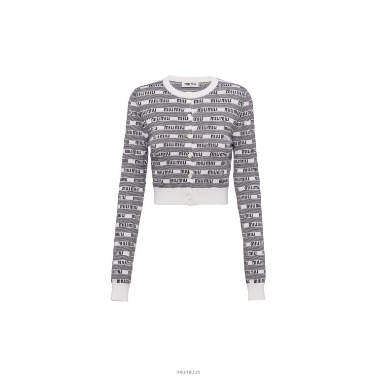 Ready To Wear Cashmere And Silk Cardigan Miu Miu XH28Z737 White/Black