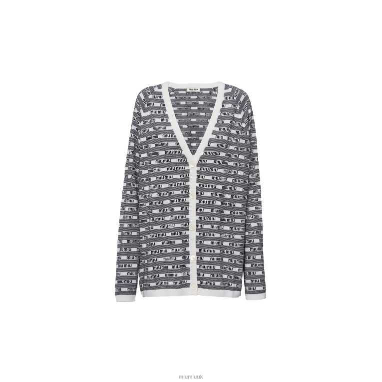 Ready To Wear Cashmere And Silk Cardigan Miu Miu XH28Z739 White/Black